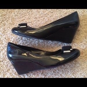 BCBGeneration black patent wedge shoes